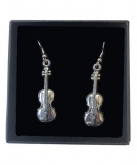Pewter Violin Earrings