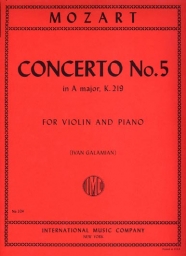Concerto in A No. 5 K219 for Violin and Piano