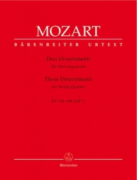 Mozart - Three Divermenti for String Quartet (BAR)