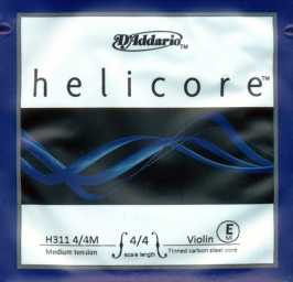 Helicore Violin Wound E String, Ball - medium (Straight) - 4/4