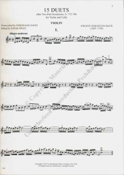 15 Duets after Two-Part Inventions S.772-286, Violin and Cello