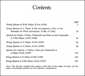 Complete String Quintets with Horn & Clarinet Quintets - Score