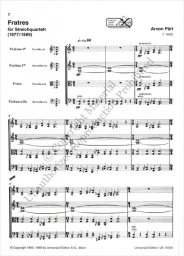 Pärt - Fratres for String Quartet (UE)