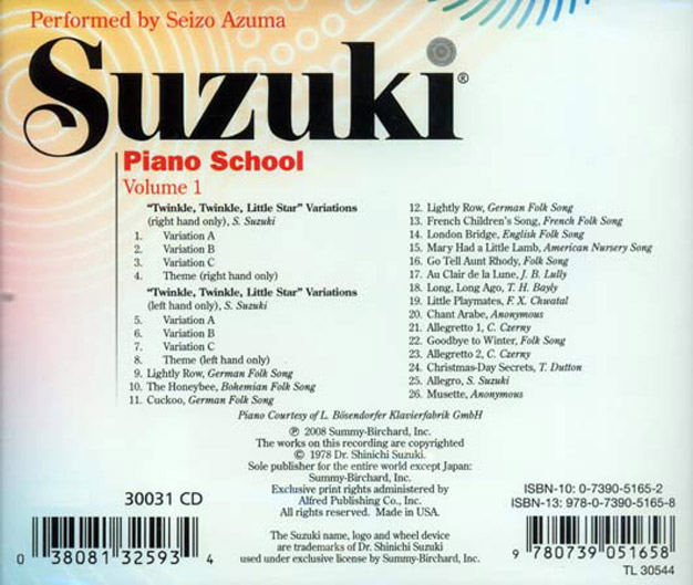 pómulo hardware retirada Suzuki Piano School - CD - Volume 1